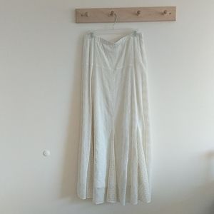 Cream lace eyelet maxi skirt